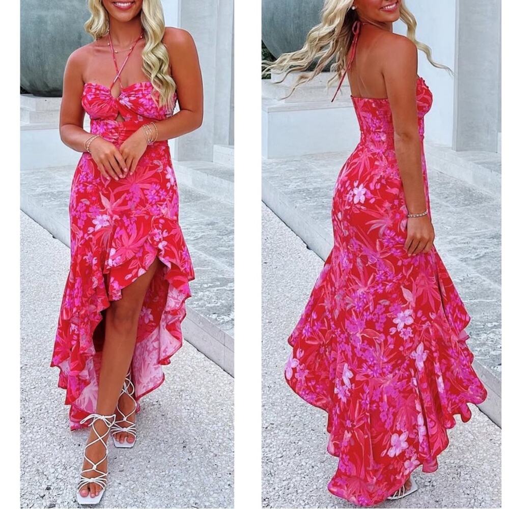 Amanda Uprichard Vibrant Floral High Low Dress